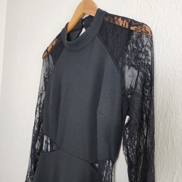 NEW Lulus Bragging Rights Black Lace Long Sleeve Column Maxi Dress - Picture 11 of 15